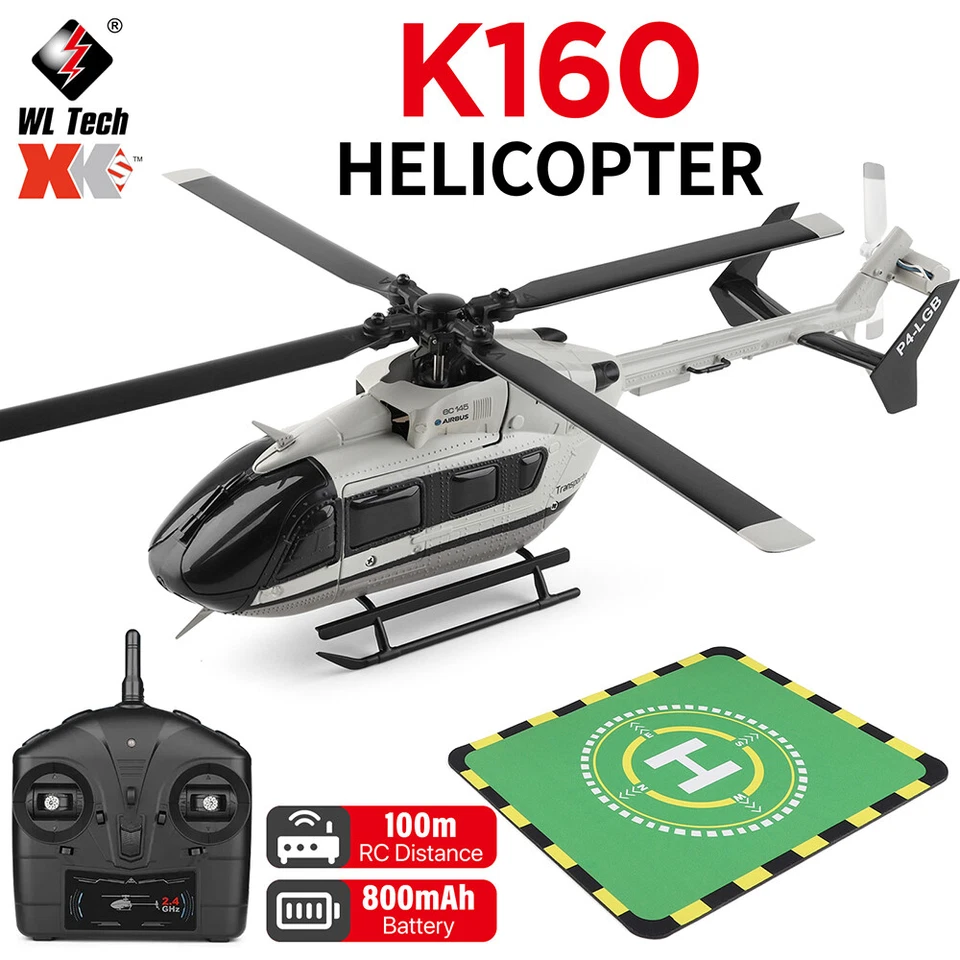 WLToys K160 RC Helicopter Brushless Motor 2.4GHz 4CH 6-axis Gyro Airplane Grey - Image 2 of 4