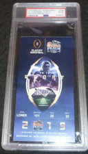 2019 PEACH BOWL TICKET LSU JOE BURROW JUSTIN JEFFERSON~OKLAHOMA FOOTBALL PSA 10