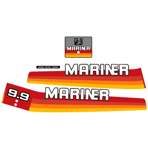Mariner 9.9 Outboard (1982-1989) Aftermarket Replacement Decal Sticker Set