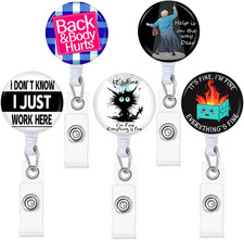 5Pcs Badge Reels Holder Retractable with ID Clip for Nurse Name Tag Card Cute Nu