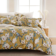 Floral 100 Cotton Duvet Cover King Size 104"X90",Bird Comforter Cover