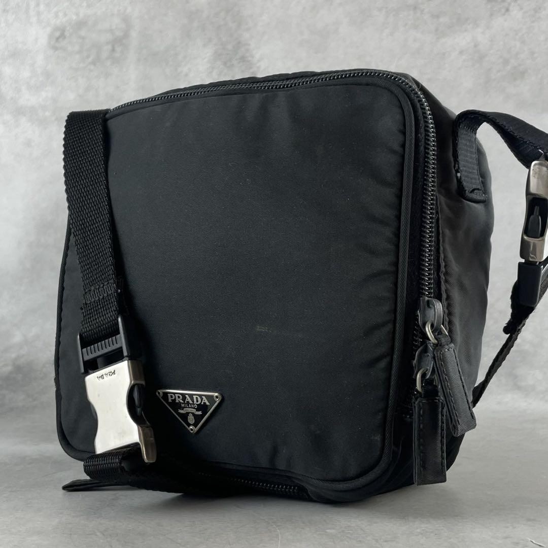 Prada Black Nylon Triangle Logo Crossbody Waist Pouch 2Way