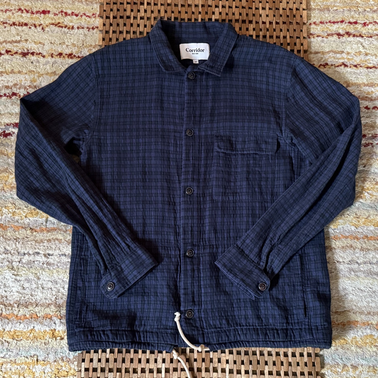 Corridor NYC Purple Plaid Button Down Shirt Jacket Men's Size Medium Pockets