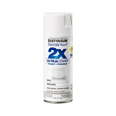 249060 Painter'S Touch 2X Ultra Cover Spray Paint, 12 Oz, Semi-Gloss White
