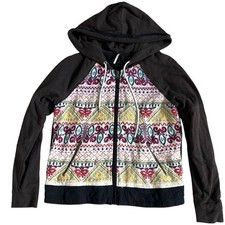 Free People Embroidered Full Zip Hooded Jacket Boho Aztec Southwest - Size Small