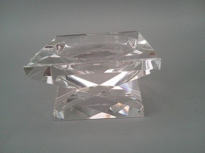 Oleg Cassini Kristall quadratischer Stumpenkerzenhalter signiert