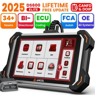 ANCEL DS600 Elite OBD2 Scanner Bidirectional Full System Diagnostic ECU Coding
