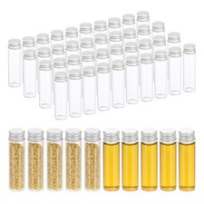 20ml Clear Glass Vials 50 Pack Small Liquid Sample Vial with Screw Caps, Silver
