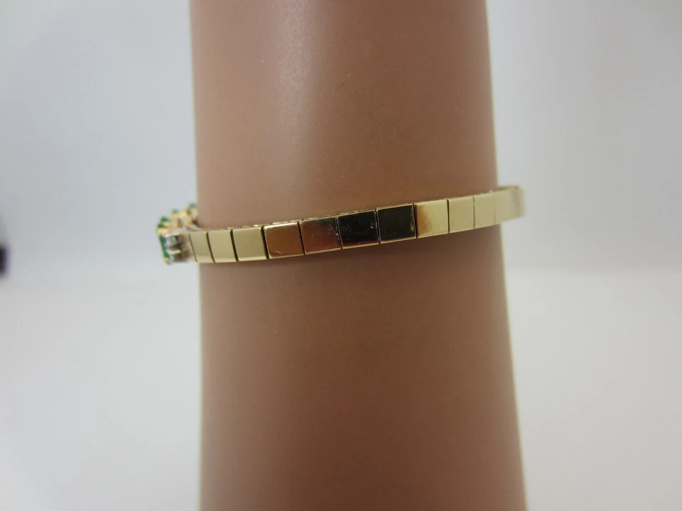Brazalete de diamantes y esmeraldas de oro amarillo de 14 quilates 2,24 quilates TW Foto 4 de 4