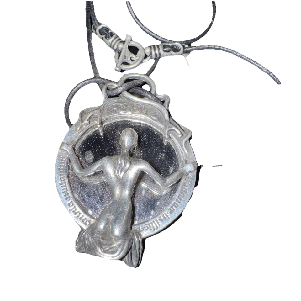 Collar Espejo Alquimia Gótico Mujer Esqueleto Negro Scrying Todas las Cosas Cambian Foto 3 de 4