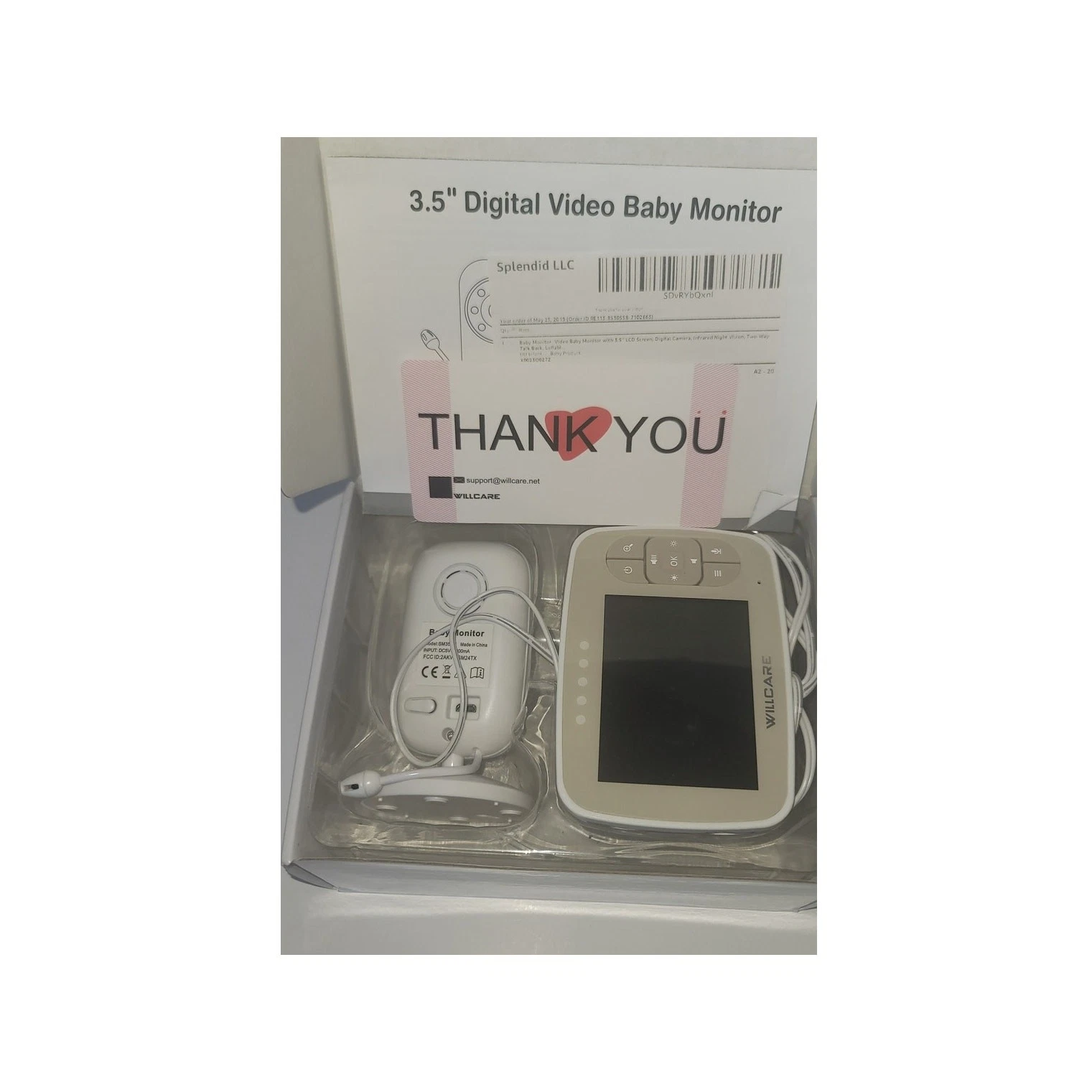 WILLCARE Model SM35 Digital Video Baby Monitor 3.5" LCD Color Secure Connection