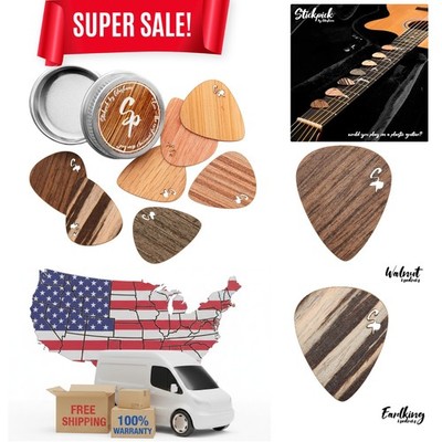 Lightweight Stickpick Guitar Picks | Set of 7 Unique Wood Picks for All Guitars