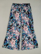 Metaphor Women Palazzo Pant M Multicolor Floral Elastic Waistband Summer Comfort