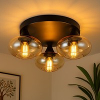 Deckenleuchte Deckenlampe Wohnzimmerlampe Filament Dimmbar Glas 3 Flammig Led