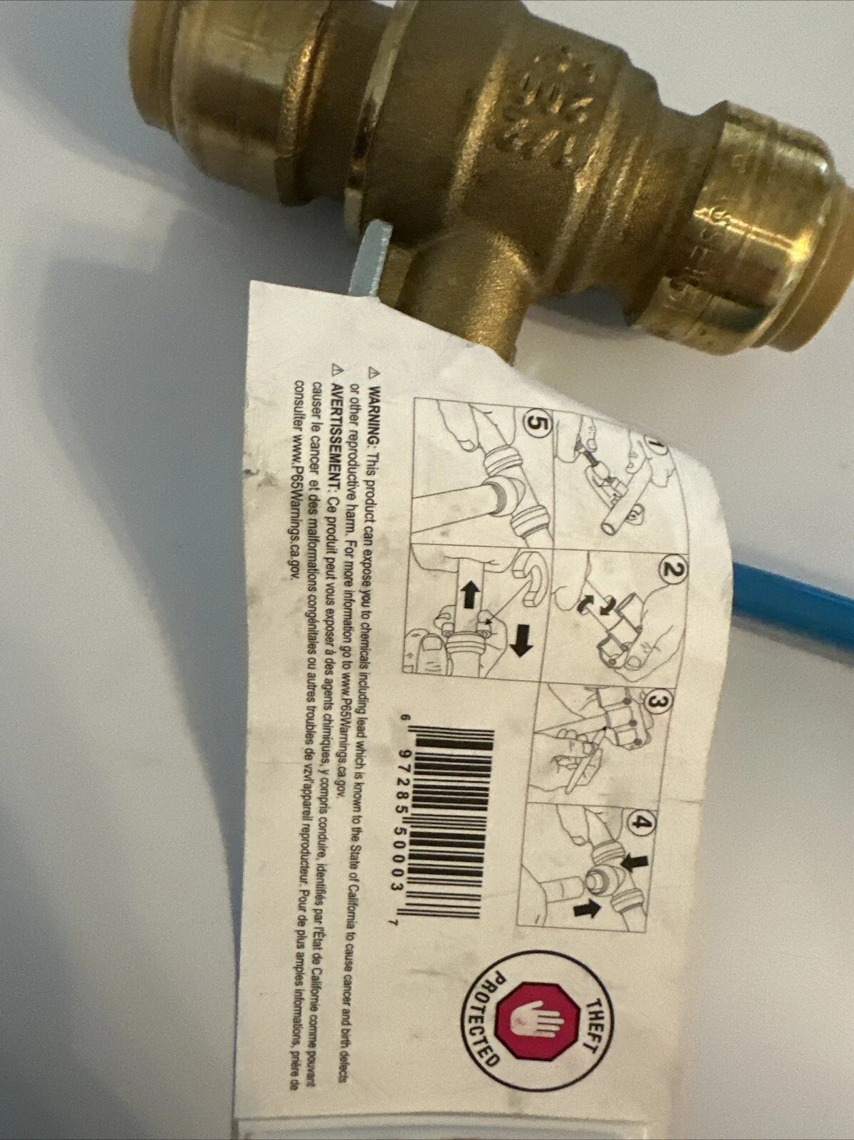 SharkBite 22222-0000LF Brass Push Ball Valve, 1/2” x 1/2” quick push to connect