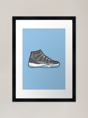 Air Jordan 11 ''Cool Grey'' gerahmtes Ar gerahmtes Wandbild Poster Leinwanddruck Bild