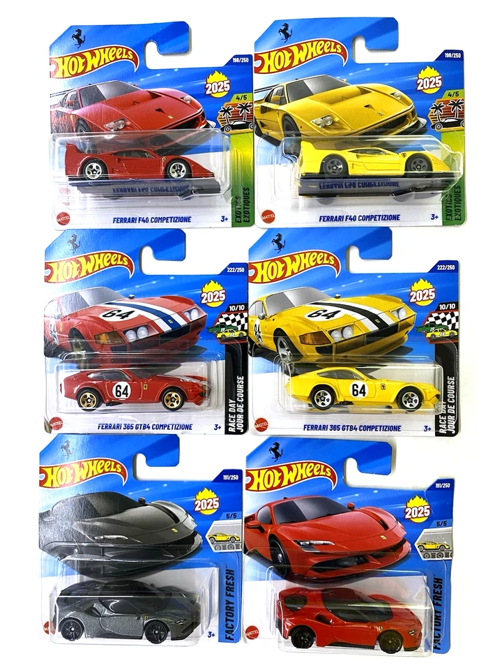 🏎️ Hot Wheels Ferrari Set – 6 Modelle – Neu & OVP  F40  365GTB  SF90 Stradale