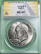 1 dollar Eisenhower 1776 - 1976 D "Ike" type 1 ANACS MS65