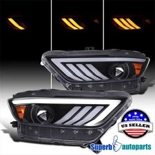 For 2015-2022 Mustang HID/Xenon Matte Black Projector Headlights Sequential LED