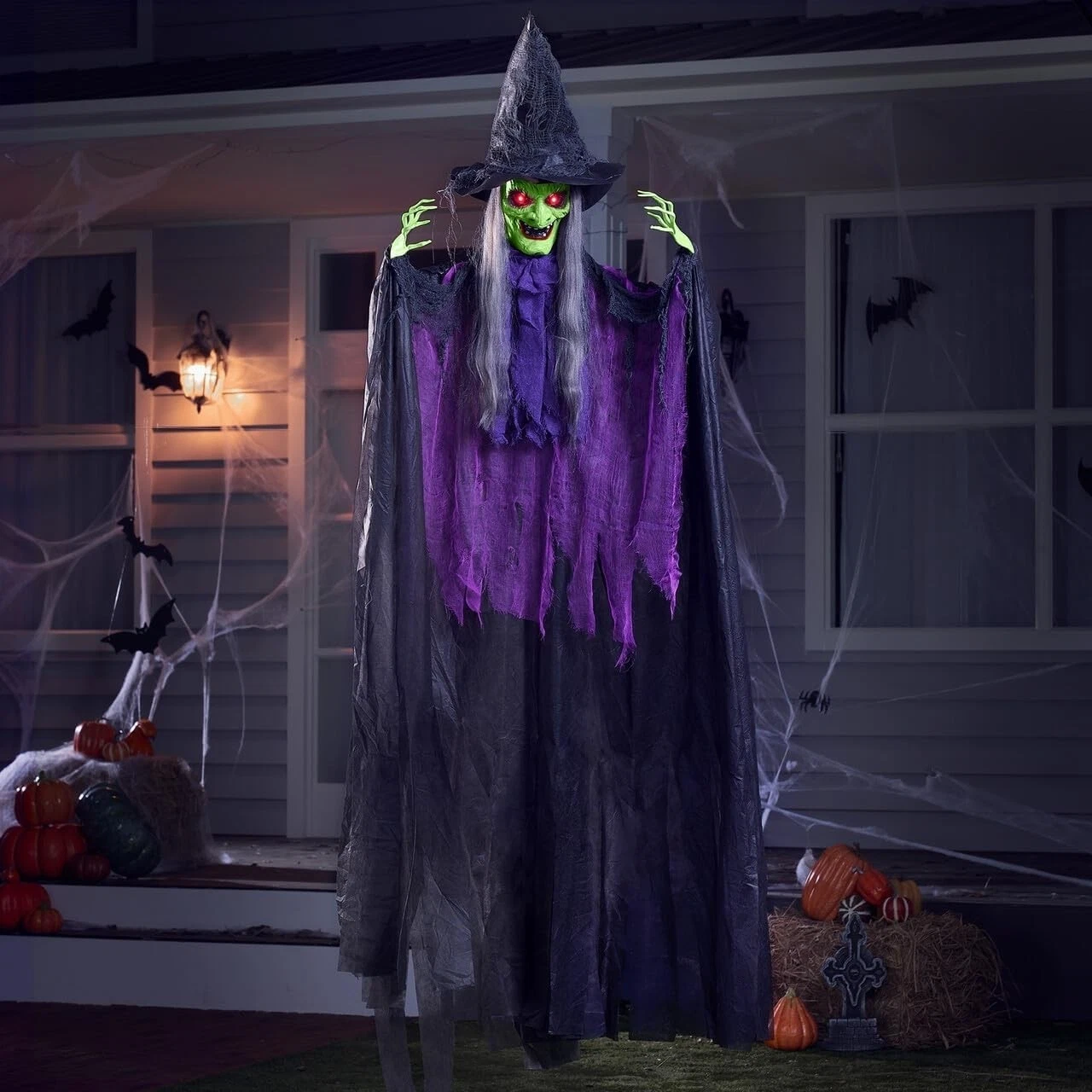 Halloween Animatronics 6ft Witch Animated Decorations with Motion Sensor Actived