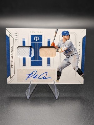 2019 National Treasures - Pete Alonso Auto - Dual Patch Bat Patch Relic /99