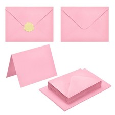 50Pack Pink 5x7 Envelopes, A7 Envelopes with Cards Stickers