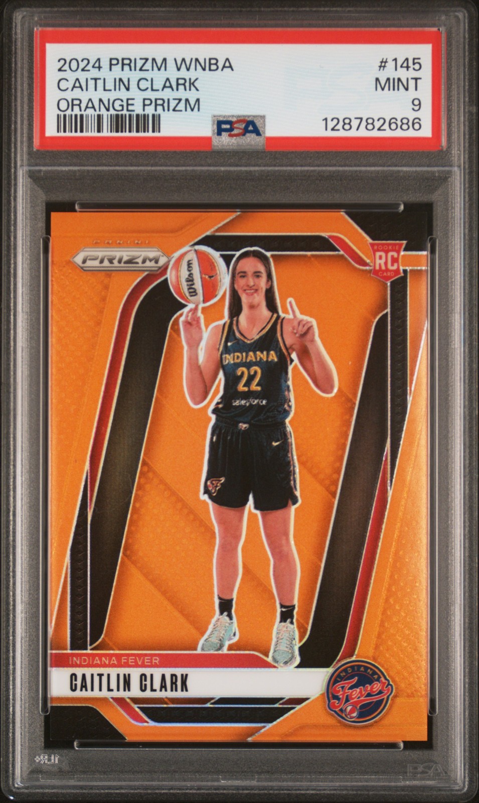 2024 PANINI PRIZM WNBA ORANGE PRIZM #145 CAITLIN CLARK 55/99 PSA 9