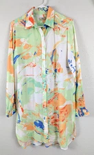 Maaji sz M Comet Mandy Swimsuit Cover Up tunic shirt colorful buttons ls 1172