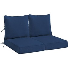 Sundale Outdoor Deep Seat Cushion Set 24x24 Patio Chair Cushions Olefin Navy 2Pk