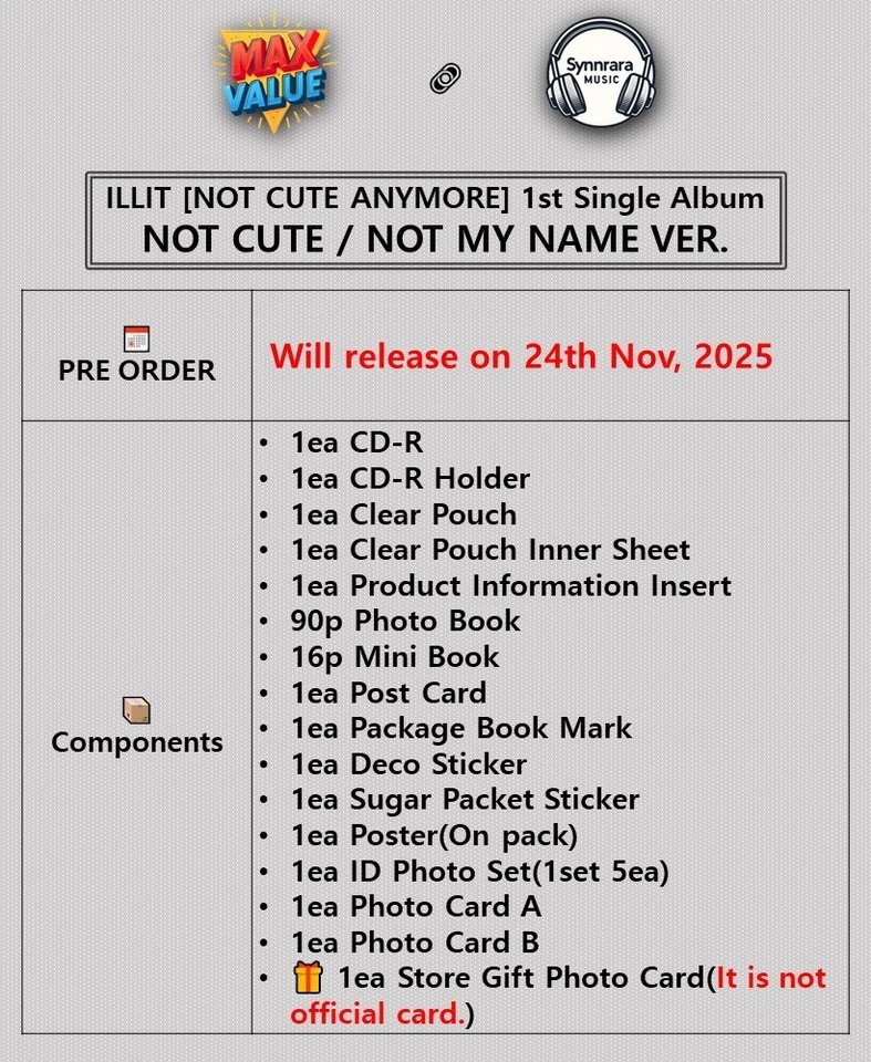 ILLIT [NOT CUTE ANYMORE] 1st Single Album CD+Pouch+2 Book+3 Card+Poster+5 Photo - Image 2 of 4