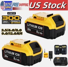 2x For DeWalt 20V Max 3.5AH-12.0AH Lithium Ion Battery / Charger DCB206 DCB200-2