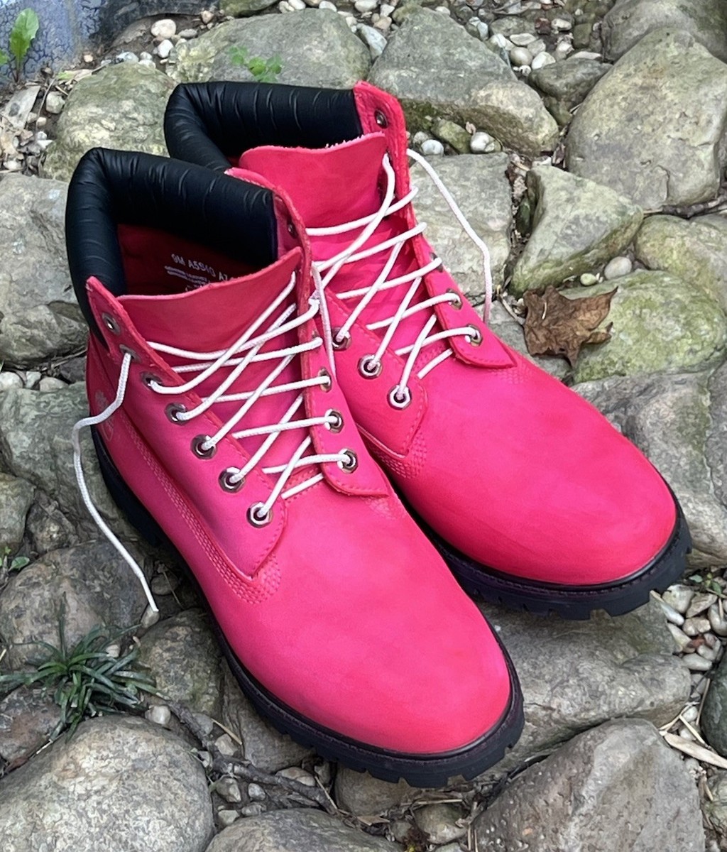 Custom Suede Dyed Timberland Boots Vivid Pink Men's Size New