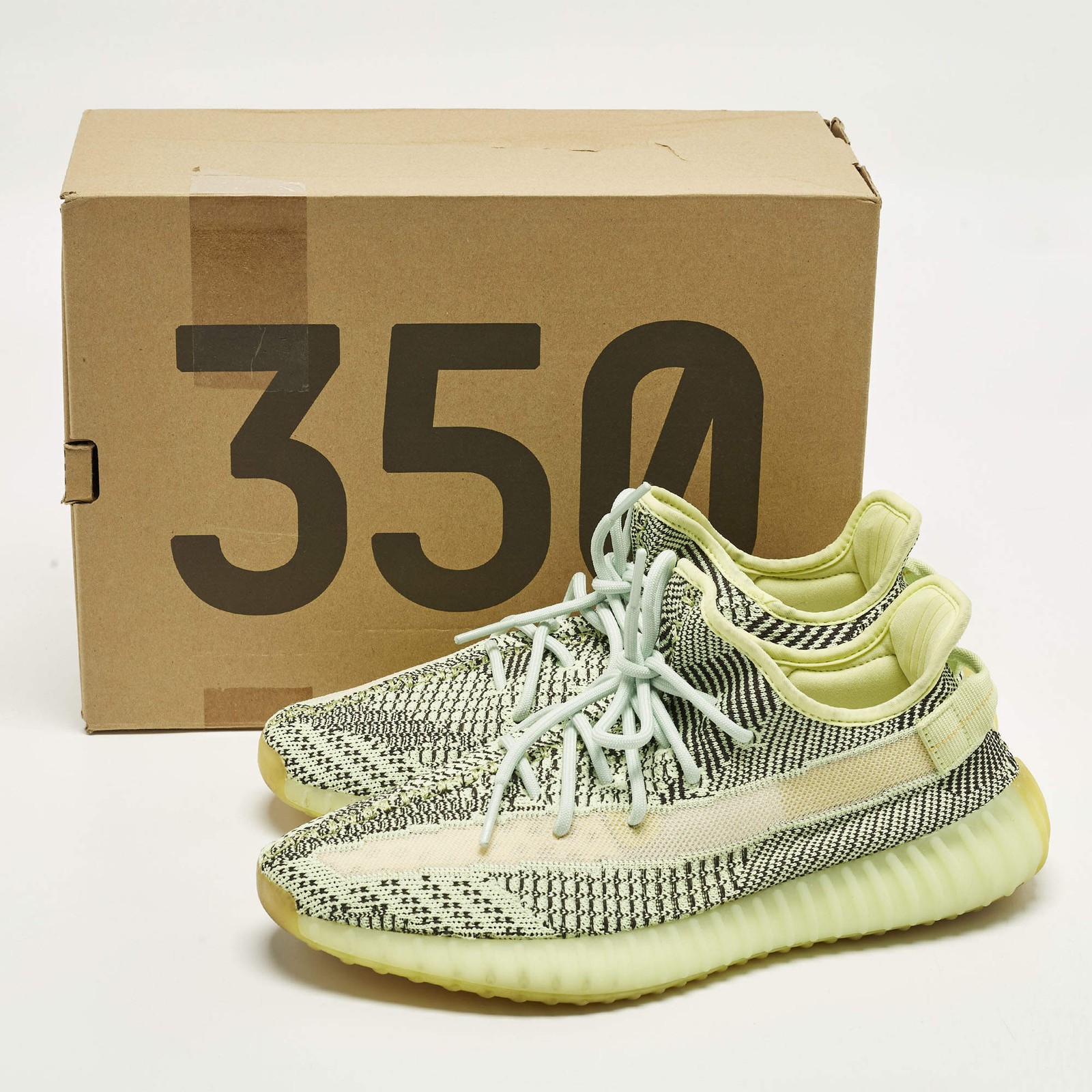 Yeezy x Adidas Boost 350 V2 Yeezreel Size 45 13 Neon Green Knit Fabric Low Top image 9