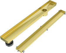 EXF 30-Inch Gold Linear Shower Drain, Tileable Cover, Stainless Steel
