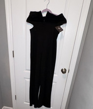 Privy Black Off-the-Shoulder Wide-Leg Jumpsuit Sleeveless Size L Party
