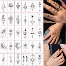 30 Sheets Black Flower Design Temporary Tattoo Stickers for Men Women           