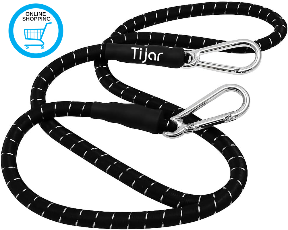 Heavy Duty Bungee Cord 60"" (150Cm) with Carabiner Clips – Extra Strong Elasticat
