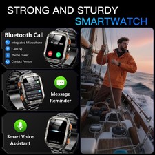 Military Grade Smart Watch Men GPS Tactical LED Flashlight Stainless Steel Band* 8