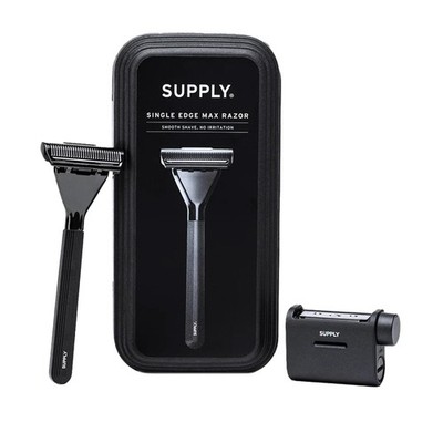 SUPPLY Single Edge Max Razor for Men   Premium 1 Count (Pack of 1), Jet Black
