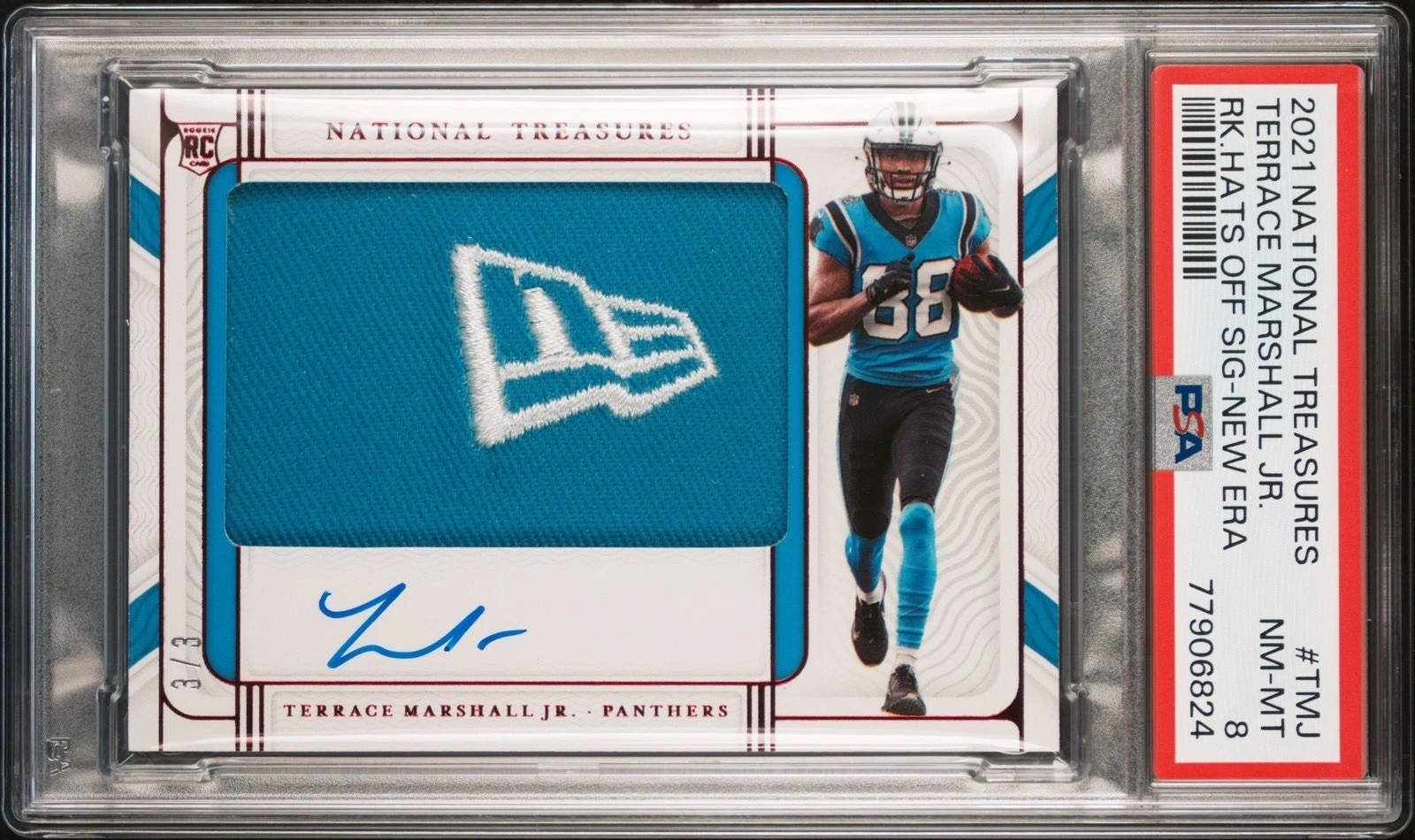 Terrace Marshall Jr. Panini National Treasures Rookie Hats Off Signatures #TMJ New Era