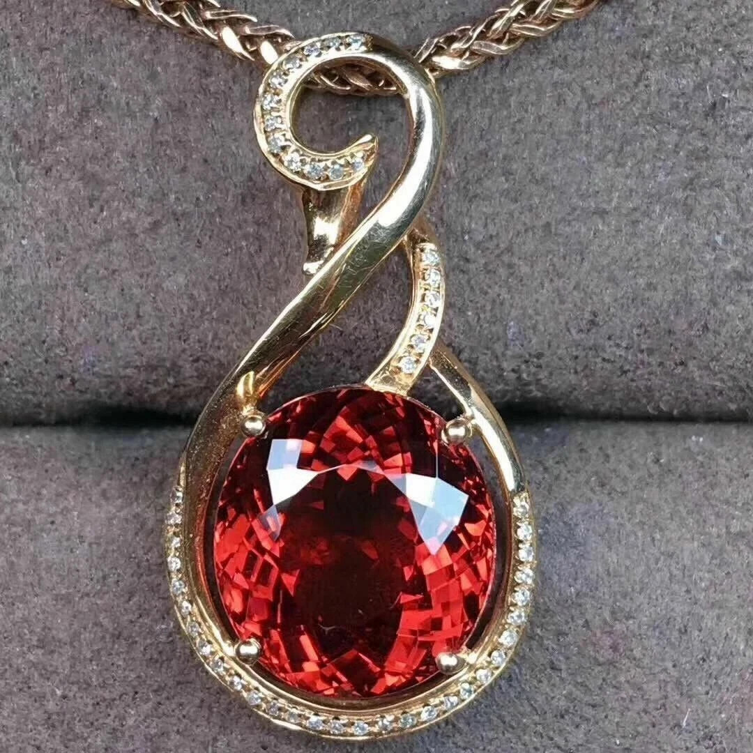 2Ct Round Red Garnet Solitaire Pendant in 14K Yellow Gold with Free Chain  
