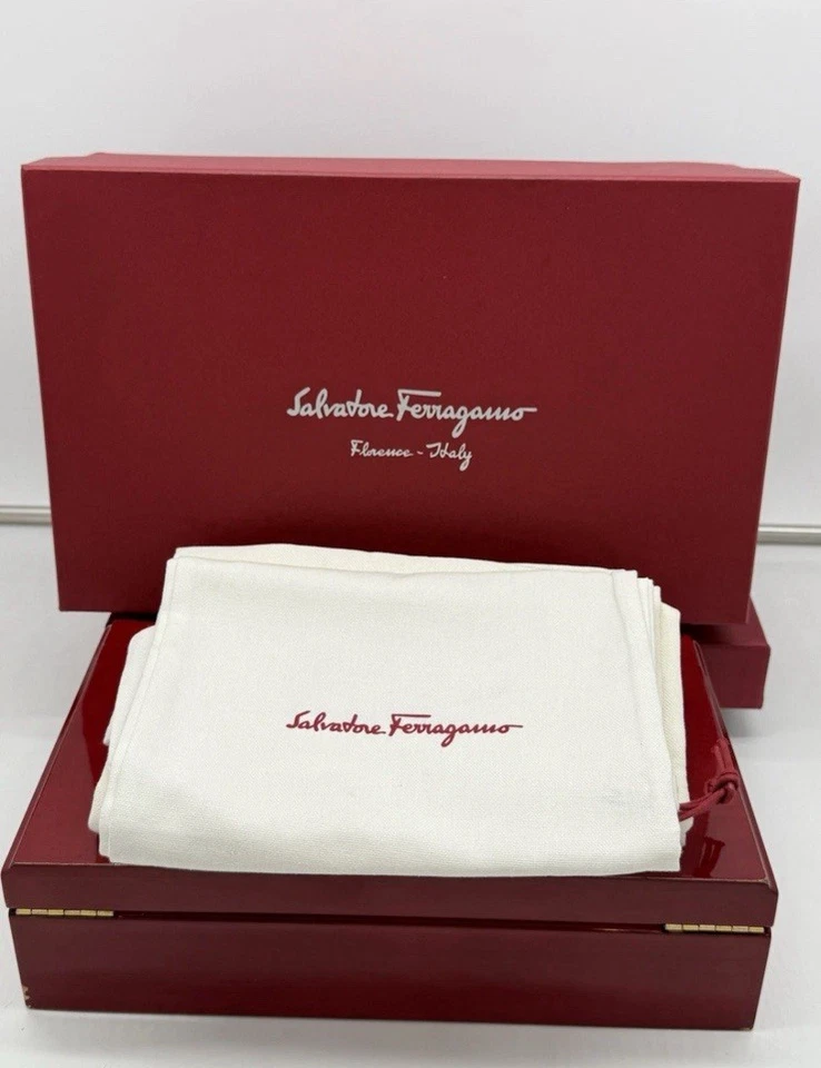 Ferragamo Burgundy Brown Loafers 9.5 Wide Silver Gancini Bit Buckle Drivers - Image 3 of 4