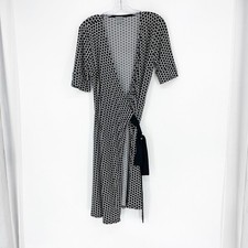 Ann Taylor Short Sleeve Geo Print Wrap Dress Size 6