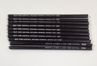 #ad Group of 10 Vintage New York Central System Railroad Wood Pencils NOS $15.00