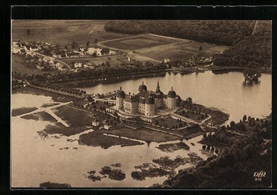 Moritzburg, Jagdschloss, Fliegeraufnahme, Ansichtskarte 