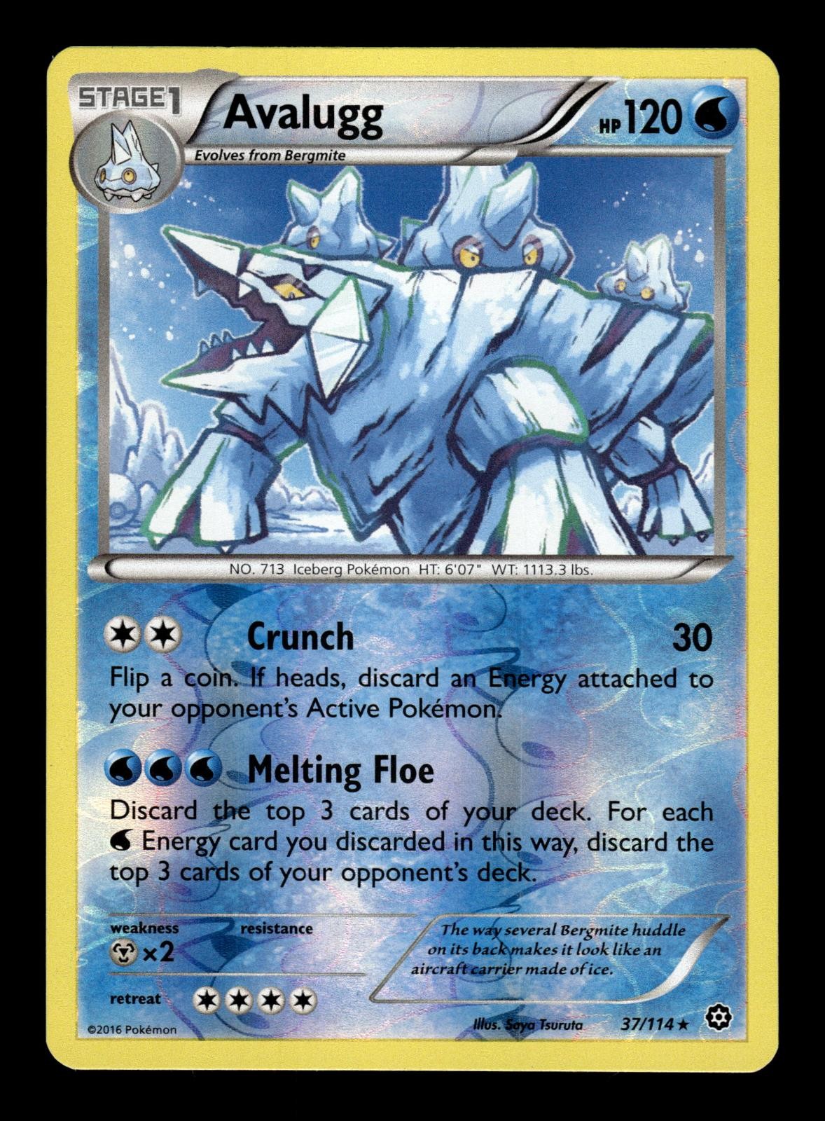 Avalugg 37/114 Rare Steam Siege Pokemon Reverse Holo Near Mint
