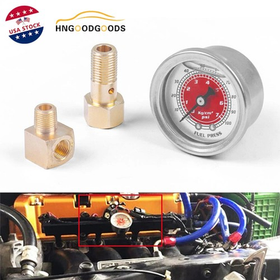 #ad Fuel Pressure Gauge Liquid Filled 1 8NPT 0 100PSI For Honda Acura Mitsubishi Red $12.34