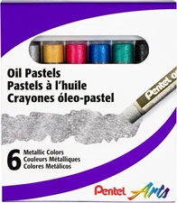 Pentel Arts Metallic Oil Pastels 6 Count (Pack of 1), 