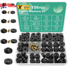 106 PCS Faucet Washer Assortment Kit with Assorted Flat and Beveled Rubber Washe