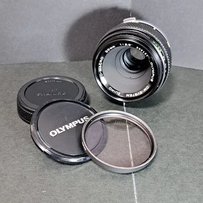 🐾 Objectif Olympus 50mm F 3.5 OM SYSTEM AUTO MACRO MF avec capuchons JAPON 【... - Photo 1/4